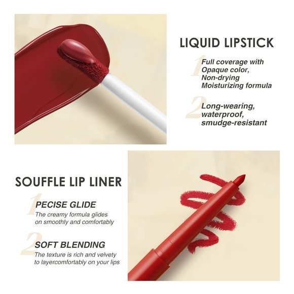 Matte Liquid  Non-Stick Cup Not Fade Waterproof Nude lipstick Makeup Kits - Picture 7 of 9